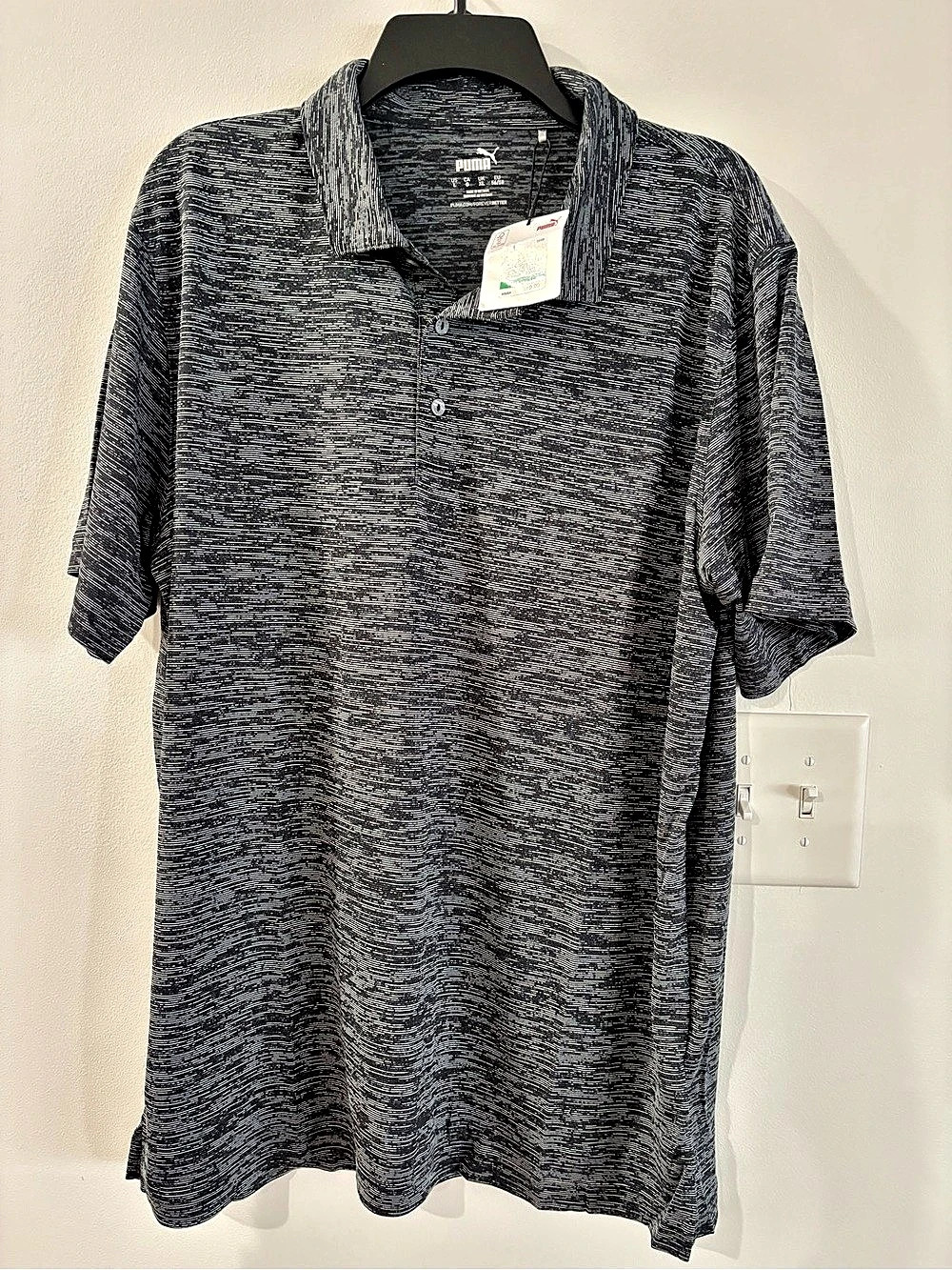 Puma Heather Polo Men's Black & Gray Polo Size Large NWT
